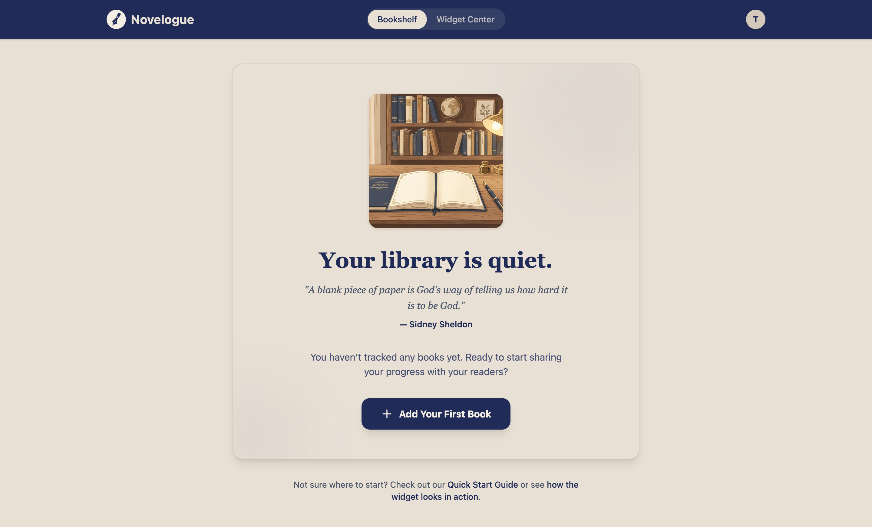 Novelogue author dashboard — your library awaits